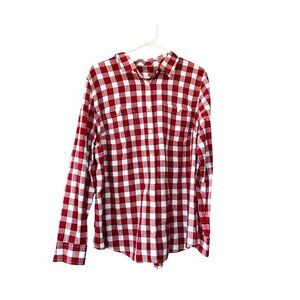 St John’s Bay Women's Red Plaid Button Up Shirt, size XL, good condition